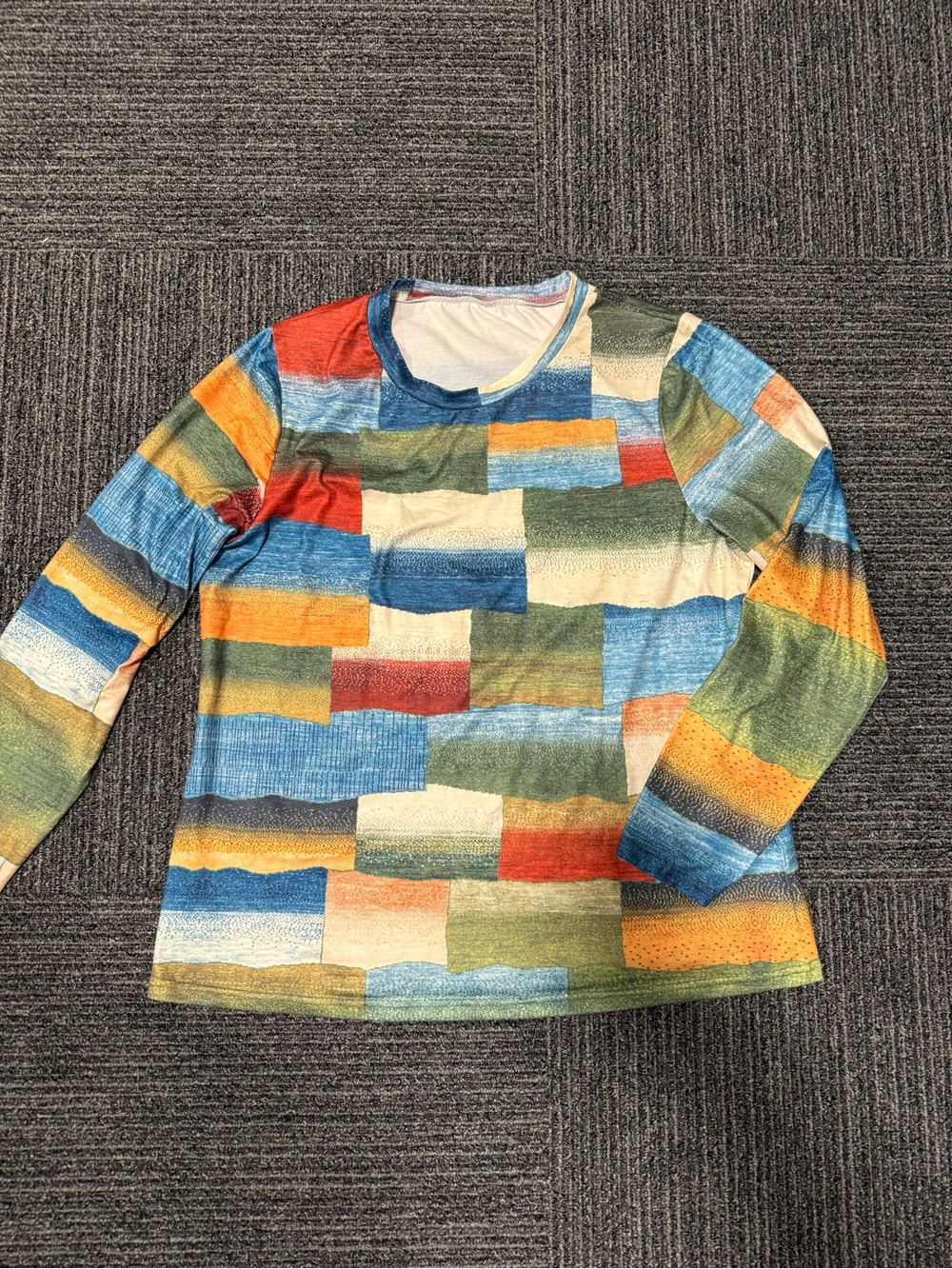 Women's Multicolor Patchwork Long Sleeve Tee